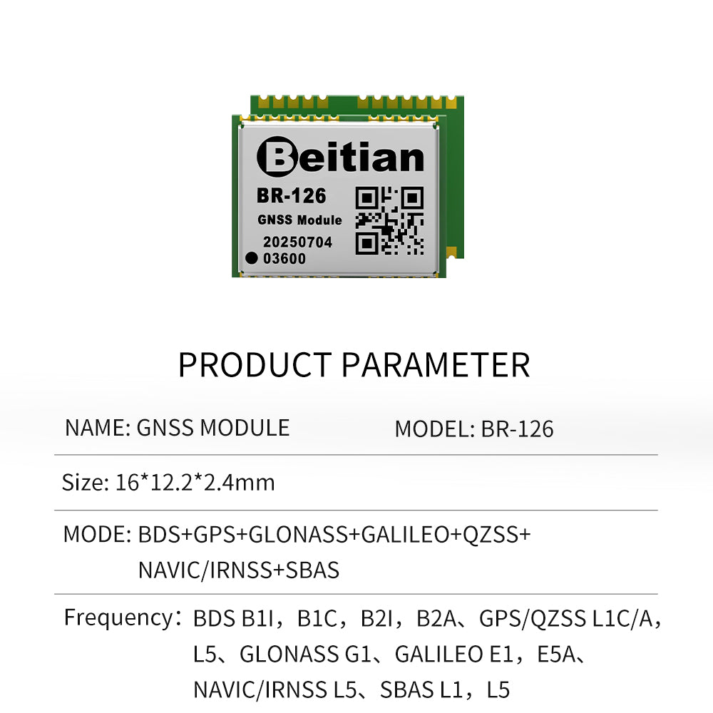 Beitian dual-frequency multi-mode RTK differential GPS positioning single Beidou high-precision GNSS module can be customized BR-126 Beitian dual-frequency multi-mode RTK differential GPS positioning single Beidou high-precision GNSS module can be customized BR-126